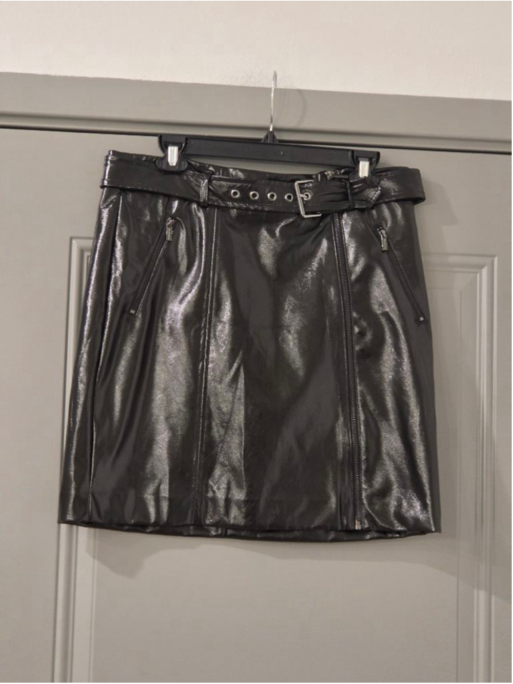Women's Karl Lagerfeld Paris Black Patent Mini Skirt